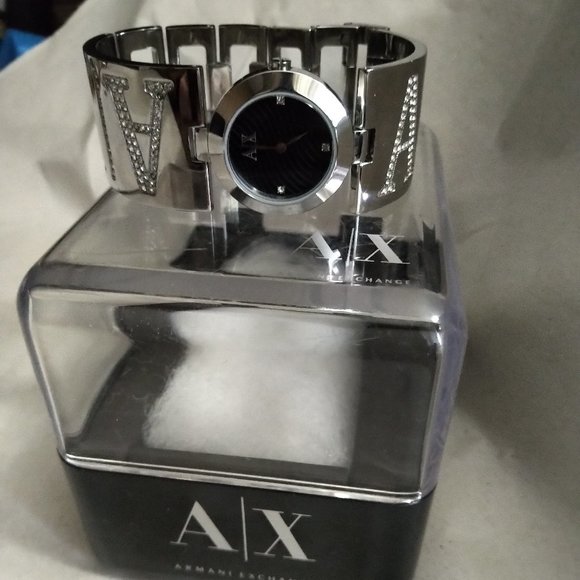 Armani Exchange Rhinestone Silver Tone Watch